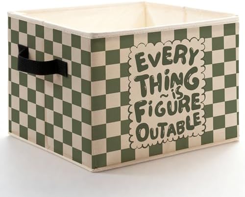 Green and White Checkered Inspirational Storage Bins Box by Unknown