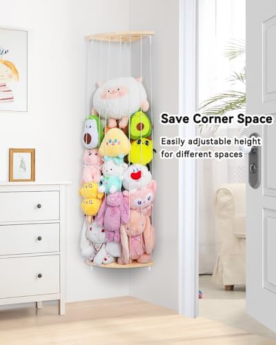 Wooden Stuffed Animal Storage Corner, Height Adjustable Plush Toy Organizer - Image 4