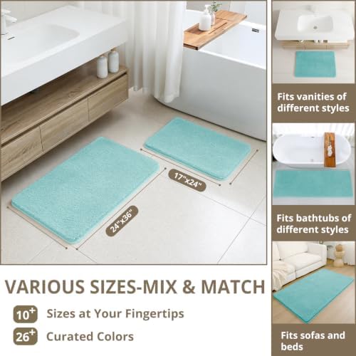 Polyester Bathroom Rug 30"x50" Aqua Haze, Large Soft Bath Mat - Image 3