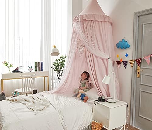 VETHIN Bed Canopy Double Layer Princess Round Dome Dreamy Mosquito Net Bedding - Image 3