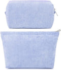 SOIDRAM 2 Pcs Corduroy Makeup Bag Large Cosmetic Bag Toiletry Bag Makeup Pouch by SOIDRAM