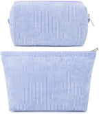 SOIDRAM 2 Pcs Corduroy Makeup Bag Large Cosmetic Bag Toiletry Bag Makeup Pouch by SOIDRAM