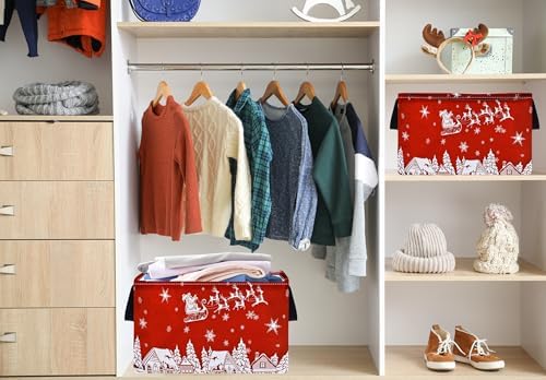 Christmas Basket Box Hamper Storage Basket Collapsible Organizer Bin Gift Shelf - Image 5