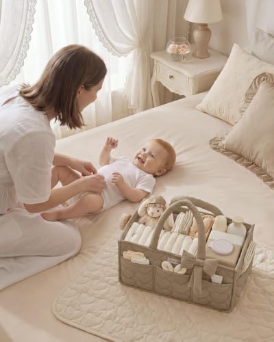 Blissful Diary Baby Diaper Caddy Organizer, Heart-Quilted - Image 6