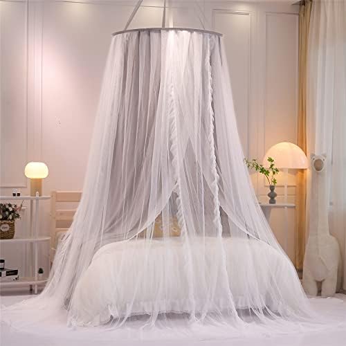 VETHIN Double Layer Princess Round Dome Canopy Bed Curtain - Image 3