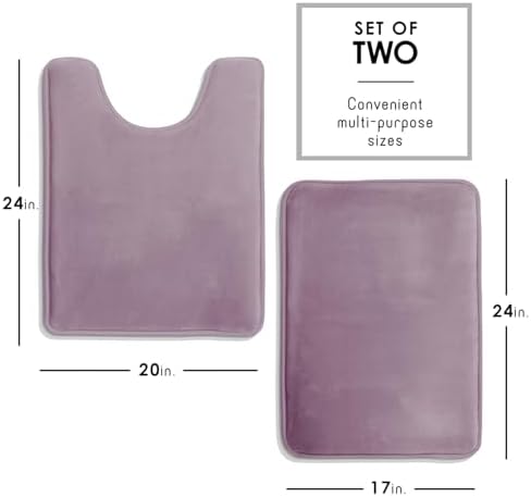 Clara Clark 2 Piece Bathroom Rugs, Velvet Memory Foam Bath Mat Set, Non-Slip - Image 2