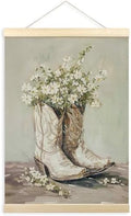 TLESKE White Western Cowgirl Boots Poster Hanger Frame, Preppy Floral Hanging by Unknown