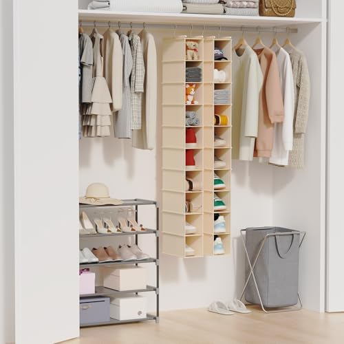 MAX Houser 2 Pack 10 Tier Slim Hanging Shoe Organizer Beige - Image 6