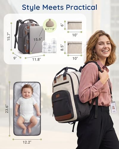 mommore Baby Diaper Bag with Waterproof Changing Pad - Image 6