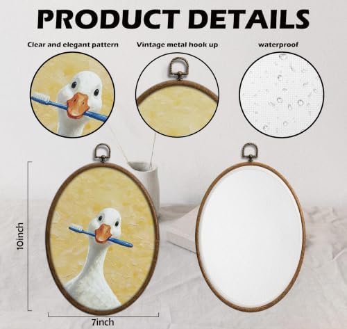 Silly Goose Bathroom Decor, Funny Yellow Oval Bathroom Wall Art Waterproof - Image 2