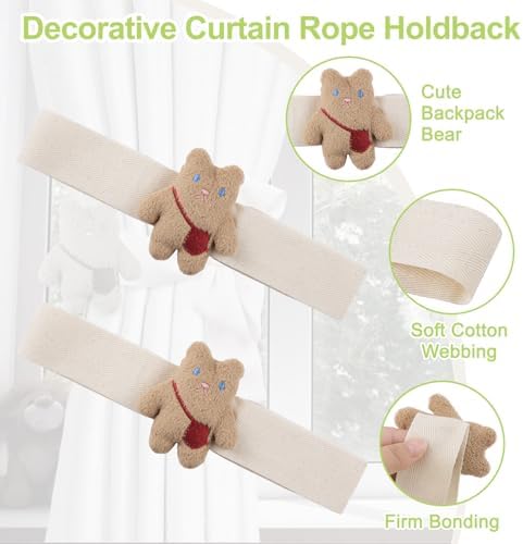 Cute Cartoon Animal Curtain Tiebacks 4Pcs Drape Rope Holdbacks - Image 4