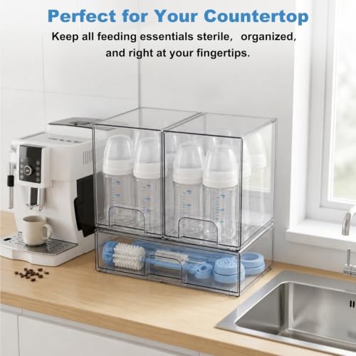 Clear Baby Bottle Organizer, 3-Piece Modular Stackable Acrylic Bins Set - Image 5