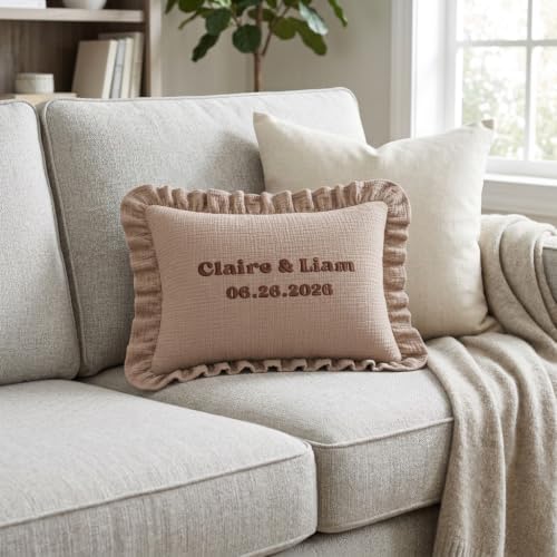 Custom Initials Muslin Pillow Cover, Monogram Pillow Covers, Embroidered Pillow - Image 7
