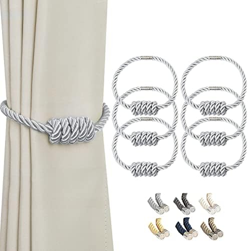 BEL AVENIR Magnetic Curtain Tiebacks 6 Pack Hand-Woven Curtain Ties by BELAVENIR