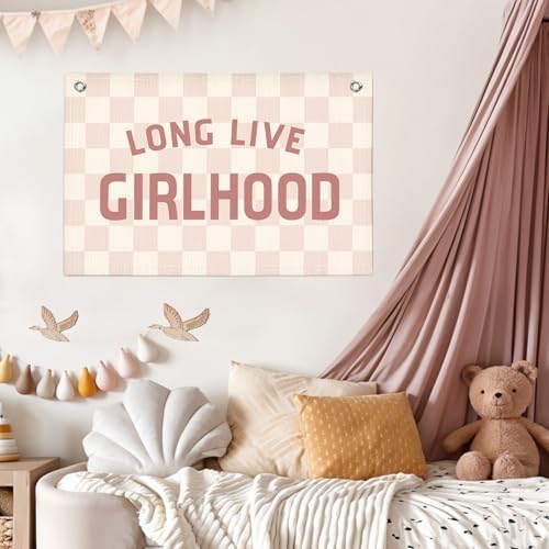Lacama Girls Room Wall Art Decor, Long Live Girlhood Linen Banner - Image 2