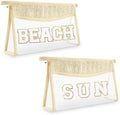 Iqimott 2Pcs Preppy Patch Sun Bag Makeup Letter Bag, Boho Letter Bags by Iqimott