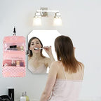 Hanging Toiletry Bag for Women, Portable Pink Striped Summer Beach Bag - Image 6