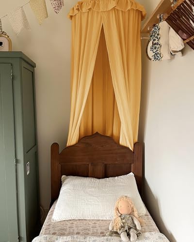 ZEAK Kids Bed Canopy with Ruffles Cotton Hanging Tent Frills Curtain Net - Image 4