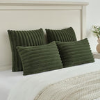 FUTEI Pack of 2 Faux Fur Throw Pillow Covers 20x20 Inch, Olive Green - Image 5