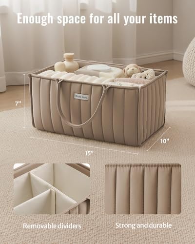 Blissful Diary Baby Diaper Caddy Organizer, Nursery Storage, Mocha Brown - Image 3