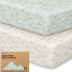2-Pack Mini Crib Sheets Fitted, 38x26 Pack N Play Mattress Sheets by KeaBabies