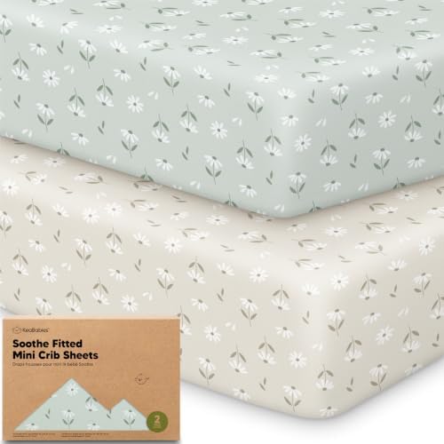 2-Pack Mini Crib Sheets Fitted, 38x26 Pack N Play Mattress Sheets by KeaBabies