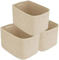 XUANGUO Woven Cotton Rope Storage Baskets 15x10x9.3" 3 Pack Oatmeal by XUANGUO