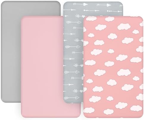 4-Pack Fitted Mini Crib Sheets for Boys and Girls by Bilobanbabybedding