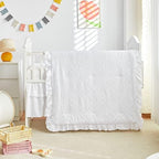 Tufted Ruffle Crib Bedding Set 3 Pieces Baby Boho Quilted Comforter - Image 2