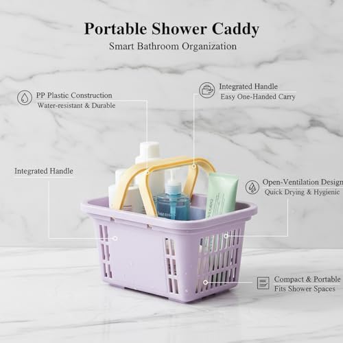 Portable Shower Caddy with Handle, Compact Plastic Bathroom Organizer Bin - Image 4