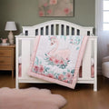 Animals 3pcs Baby Crib Bedding Set Pink Nursery Bedding Set by JHLCARPET
