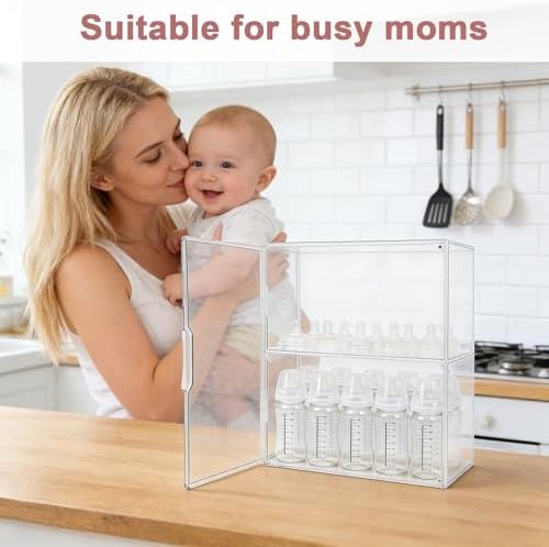 Penitue Baby Bottle Organizer, 3-Tier Clear Acrylic Storage Box - Image 4