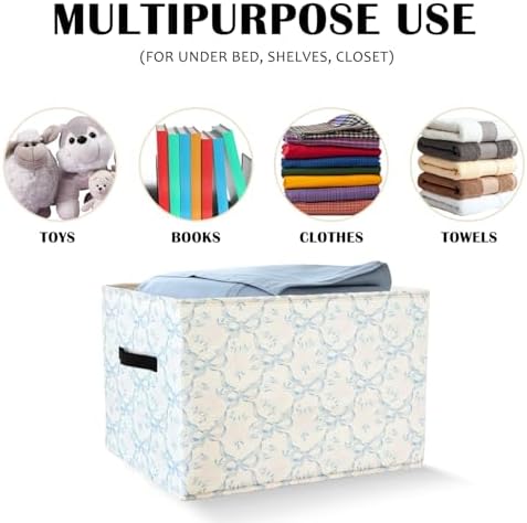 Coquette Blue Bow Floral Storage Basket Bins - Image 2