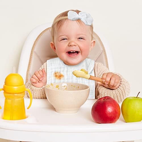 Zainpe 6Pcs Snap Muslin Cotton Baby Bibs White Adjustable Drool Bib - Image 5