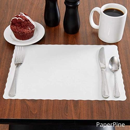 Disposable Paper Placemats – Premium, 50 Pack of White Scalloped Edge Placemats - Image 4