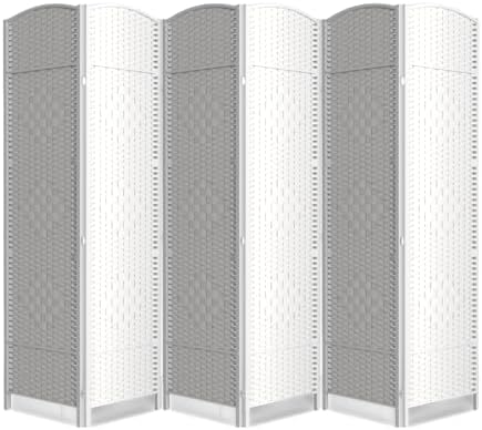 6 Panel Folding Room Divider, Woven Privacy Screen by cocosica