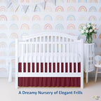 Cottington Lane Burgundy Crib Skirt Dust Ruffle 14" Drop, Fits 28" x 52" - Image 3