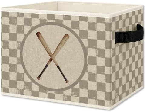 Vintage Brown Checkered Baseball Bats Foldable Storage Box by Unknown