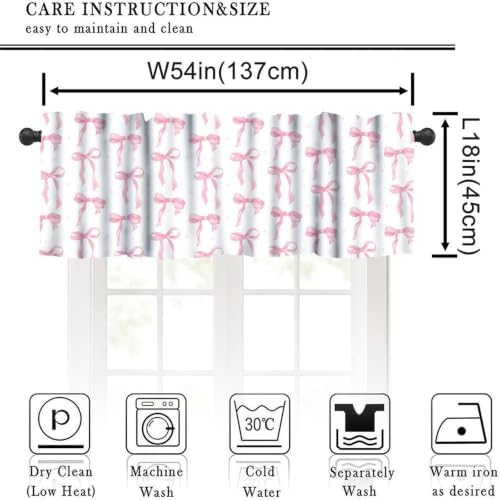 Pink Bow Window Valance, Watercolor Cute Girls Pink Bow Modern Aesthetic Print - Image 2