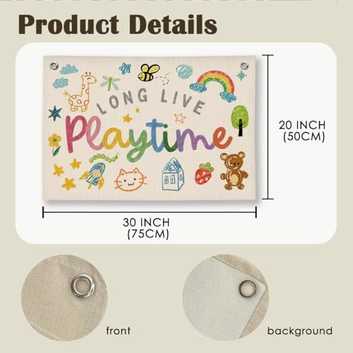 Playroom Nursery Wall Decor, Toddler Playroom Decor Hanging Linen Banner - Image 6