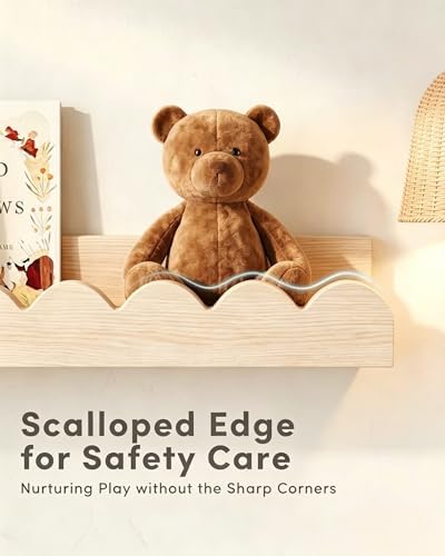 Nursery Shelves for Wall with Hooks-Scalloped Wall Book Shelves for Bedroom - Image 4
