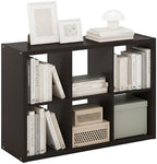 Furinno CUBICLE 6-Cube Book Shelf, Extra Thick Frame Bookshelf, Dark Oak by Furinno-FitsYourSpaceFitsYourBudget