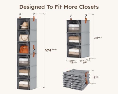 Homsorout 6-Tier Modular Hanging Closet Organizer Shelves - Image 3