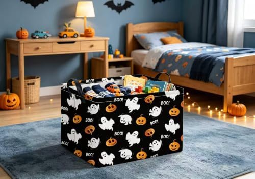 Halloween Basket Cute Baskets for Kids Pumpkin Basket Rectangular Storage Bin - Image 4