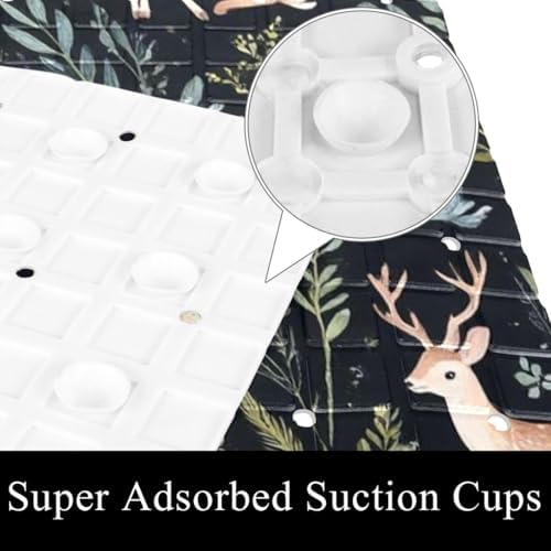 Shower Mat Non Slip 26.8 x 15.1 Inches, Deer Floral Bathtub Mat Shower Stall - Image 2