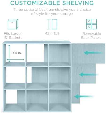 Best Choice Products Kids Bookcase 9-Cube Storage Organizer, 13.5in Shelf - Image 3