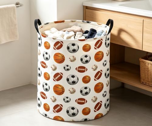Ball Hamper for Nursery Boys Hamper Cute Storage Bin Organizer Room Decor for - Image 5
