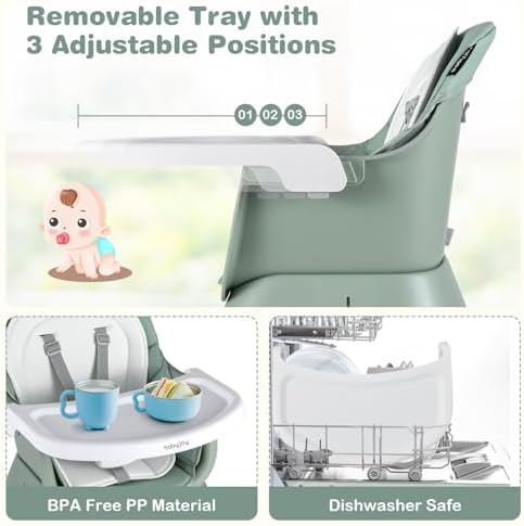 BABY JOY Baby High Chair, 8 in 1 Convertible Highchair - Image 5