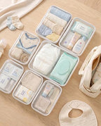 6 Pack Clear Hard Shell Zipper Case, Water-Resistant Travel Toiletry Bag - Image 3