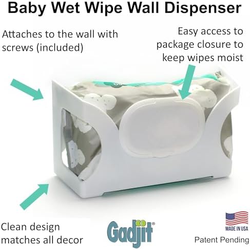 Gadjit Baby Wet Wipe Wall Mounted Dispenser 2 Pk-White - Image 3